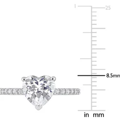 Heart-Shaped Lab Created White Sapphire Ring In 10K White Gold