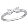 Heart-Shaped Moissanite Stacking Ring With Bow Design In Sterling Silver (3/5 Ct. Tw.)