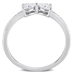 Heart-Shaped Moissanite Stacking Ring With Bow Design In Sterling Silver (3/5 Ct. Tw.)