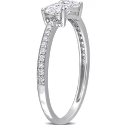 Heart-Shaped Moissanite Stacking Ring With Bow Design In Sterling Silver (3/5 Ct. Tw.)