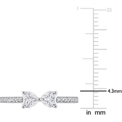 Heart-Shaped Moissanite Stacking Ring With Bow Design In Sterling Silver (3/5 Ct. Tw.)