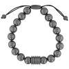 Hematite Bead Bracelet In Gray Stainless Steel