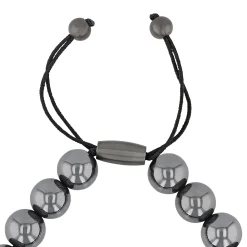 Hematite Bead Bracelet In Gray Stainless Steel