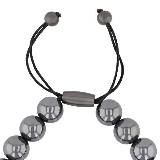 Hematite Bead Bracelet In Gray Stainless Steel