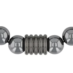 Hematite Bead Bracelet In Gray Stainless Steel