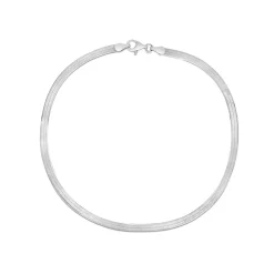 Herringbone Anklet In Sterling Silver, 10"