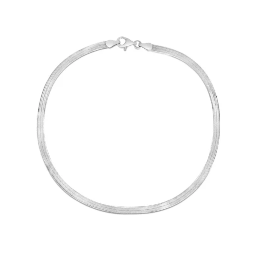 Herringbone Anklet In Sterling Silver, 10"