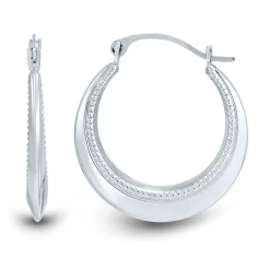 Hinged Hoop Earrings With Milgrain Details In 10K White Gold