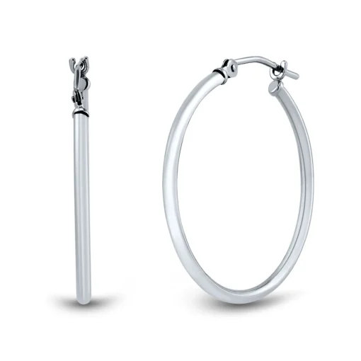 Hoop Earrings In 14K White Gold