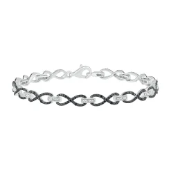 Infinity Bracelet With Black & White Diamonds In Sterling Silver (1/2 Ct. Tw.)