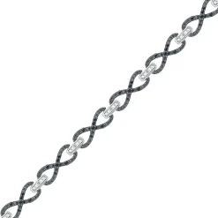 Infinity Bracelet With Black & White Diamonds In Sterling Silver (1/2 Ct. Tw.)