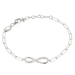 Infinity Bracelet With Paperclip Chain In Sterling Silver