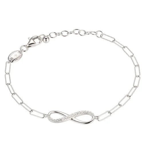 Infinity Bracelet With Paperclip Chain In Sterling Silver