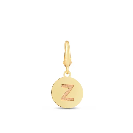Initial Charm Disc With Letter "Z" In 10K Yellow Gold