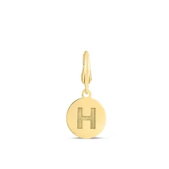 Initial Charm Disc With Letter "H" In 10K Yellow Gold