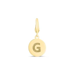 Initial Charm Disc With Letter "G" In 10K Yellow Gold