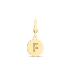 Initial Charm Disc With Letter "F" In 10K Yellow Gold