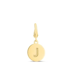 Initial Charm Disc With Letter "J" In 10K Yellow Gold