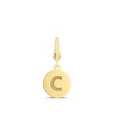 Initial Charm Disc With Letter "C" In 10K Yellow Gold