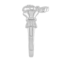 Irish Claddagh Ring With Diamond Accents In 10K White Gold