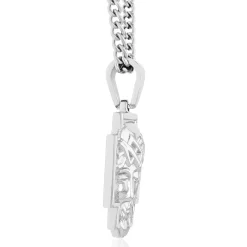 Jesus Medallion In Stainless Steel, 24" Curb Chain
