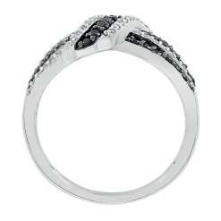 Knot Ring With Black & White Diamonds In Sterling Silver (1/2 Ct. Tw.)