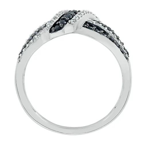 Knot Ring With Black & White Diamonds In Sterling Silver (1/2 Ct. Tw.)