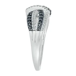 Knot Ring With Black & White Diamonds In Sterling Silver (1/2 Ct. Tw.)