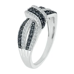 Knot Ring With Black & White Diamonds In Sterling Silver (1/2 Ct. Tw.)
