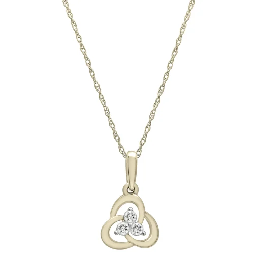 Knot Trefoil Pendant In 10K Yellow Gold (1/10 Ct. Tw.)
