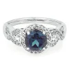 Lab Created Alexandrite & White Sapphire Ring In Sterling Silver