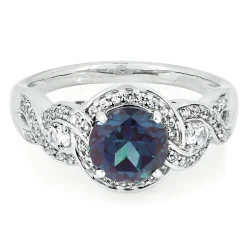 Lab Created Alexandrite & White Sapphire Ring In Sterling Silver