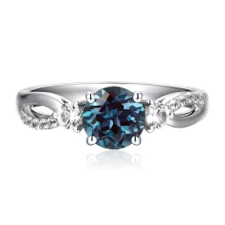 Lab Created Alexandrite & White Sapphire Ring In Sterling Silver