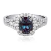Lab Created Alexandrite & White Sapphire Ring In Sterling Silver