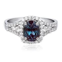 Lab Created Alexandrite & White Sapphire Ring In Sterling Silver
