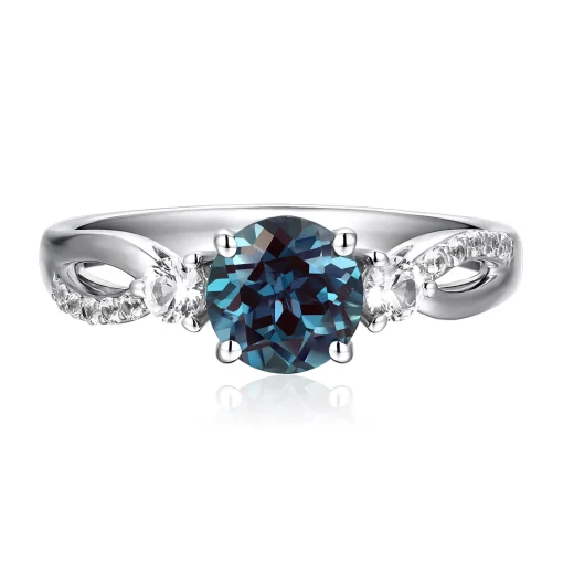 Lab Created Alexandrite & White Sapphire Ring In Sterling Silver