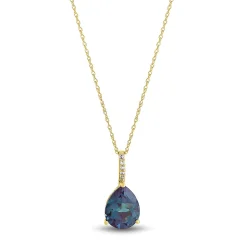Lab Created Alexandrite & Diamond Pendant In 10K Yellow Gold