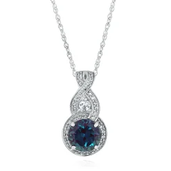 Lab Created Alexandrite & White Sapphire Pendant In Sterling Silver