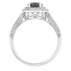 Lab Created Alexandrite & White Sapphire Halo Ring In Sterling Silver