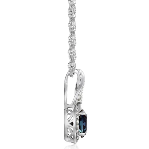 Lab Created Alexandrite & White Sapphire Pendant In Sterling Silver