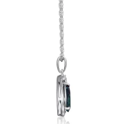 Lab Created Alexandrite & White Sapphire Pendant In Sterling Silver