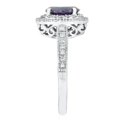 Lab Created Alexandrite & White Sapphire Halo Ring In Sterling Silver