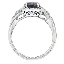 Lab Created Alexandrite & White Sapphire Ring In Sterling Silver