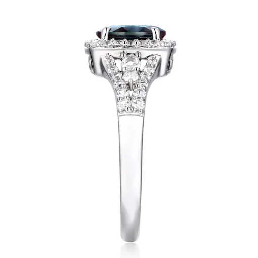 Lab Created Alexandrite & White Sapphire Ring In Sterling Silver