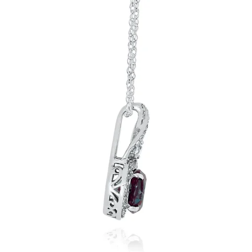 Lab Created Alexandrite & White Sapphire Pendant In Sterling Silver