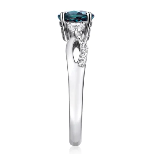 Lab Created Alexandrite & White Sapphire Ring In Sterling Silver