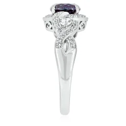 Lab Created Alexandrite & White Sapphire Ring In Sterling Silver