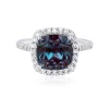 Lab Created Alexandrite Ring With Cushion Cut In Sterling Silver