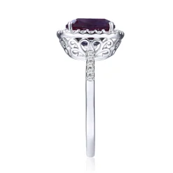 Lab Created Alexandrite Ring With Cushion Cut In Sterling Silver