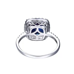 Lab Created Alexandrite Ring With Cushion Cut In Sterling Silver